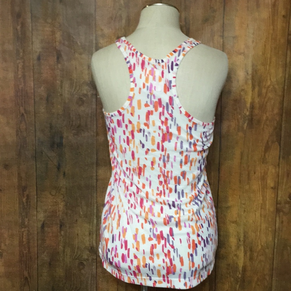Kirra White Tank Top with Pink Orange and Purple Brushstroke Print - Picture 3 of 4